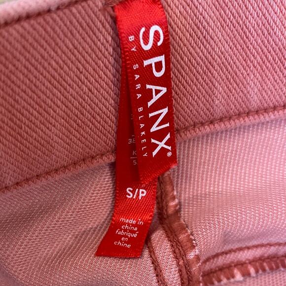Spanx Jean-ish Legging Womens Coral Pink SMALL Pull On Pants Ankle Stretch FLAWS - Picture 7 of 14